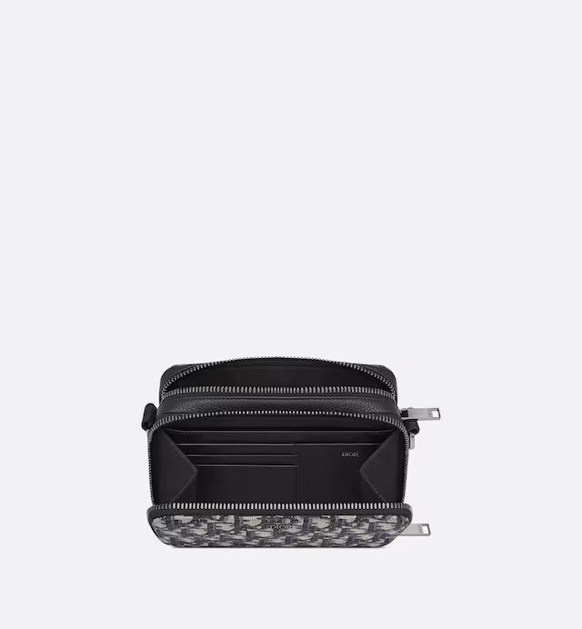 Túi Dior Pouch With Strap Beige and Black Dior Oblique Jacquard