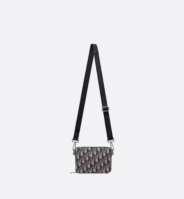 Túi Dior Pouch With Strap Beige and Black Dior Oblique Jacquard