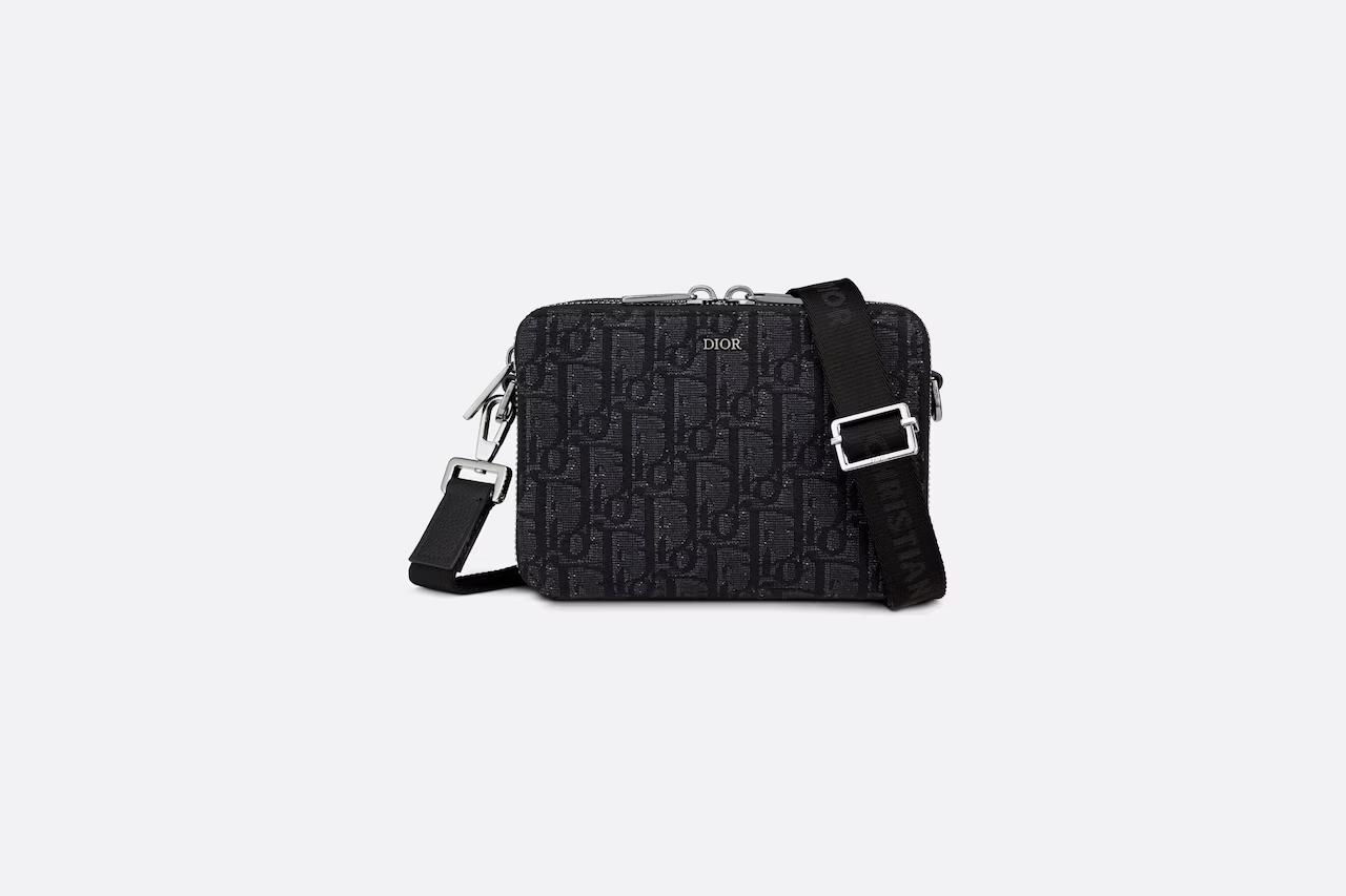 Túi Dior Pouch With Strap Black Dior Oblique Jacquard