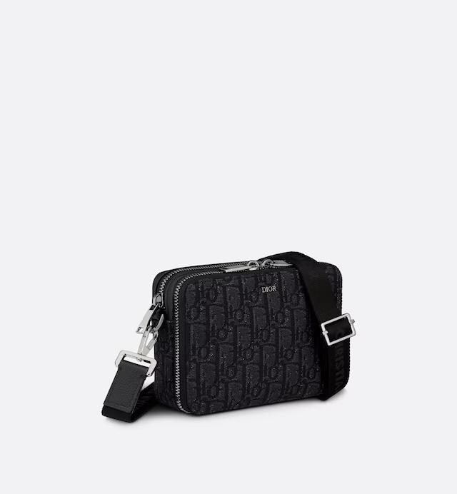 Túi Dior Pouch With Strap Black Dior Oblique Jacquard