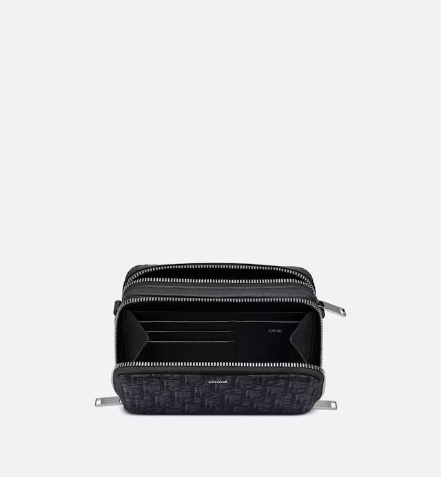 Túi Dior Pouch With Strap Black Dior Oblique Jacquard