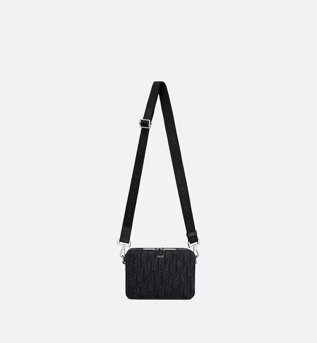 Túi Dior Pouch With Strap Black Dior Oblique Jacquard