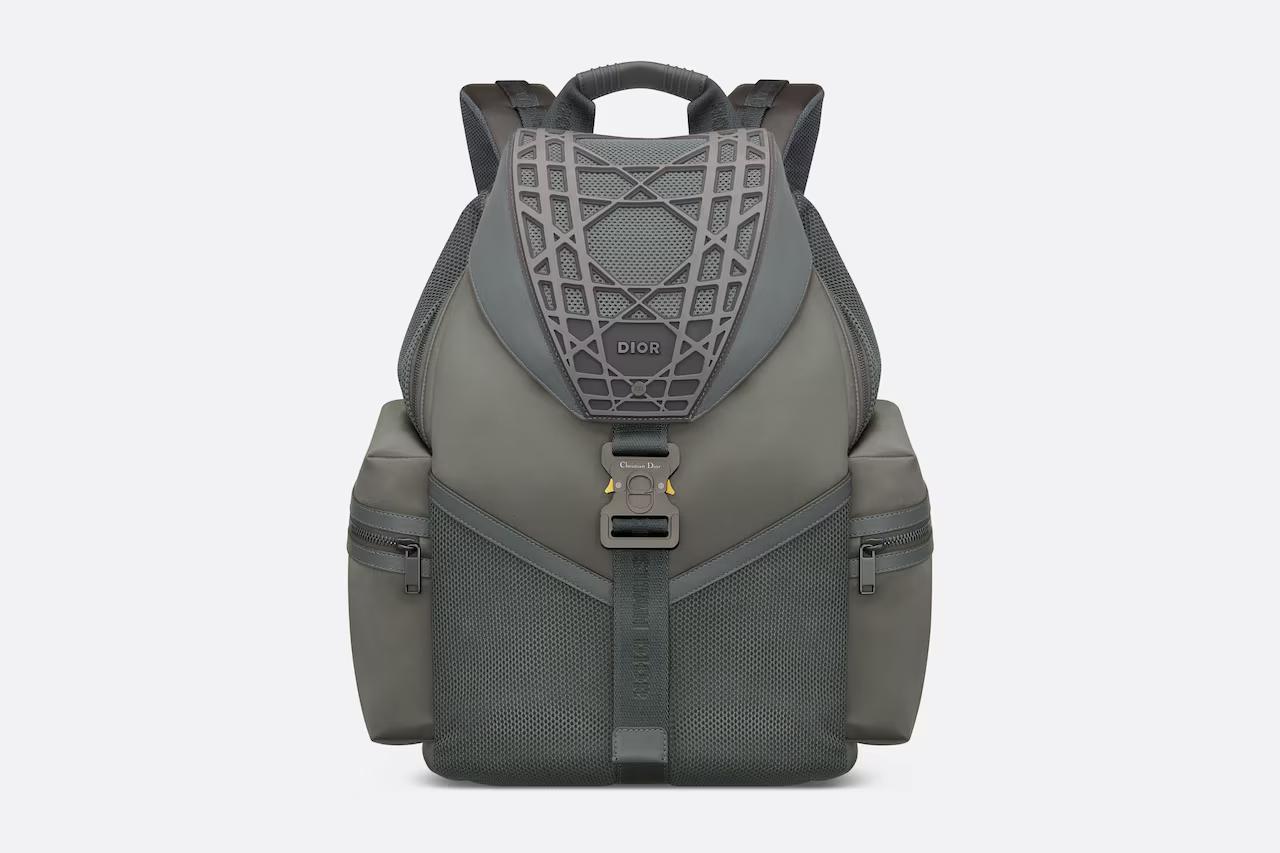 Túi Dior Cobra Backpack Deep Gray Smooth Calfskin and Upcycled Nylon with Warped Cannage Motif Rubber