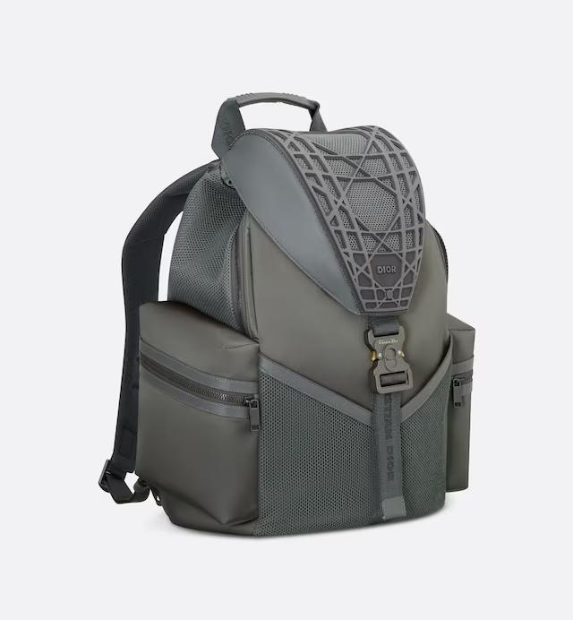 Túi Dior Cobra Backpack Deep Gray Smooth Calfskin and Upcycled Nylon with Warped Cannage Motif Rubber