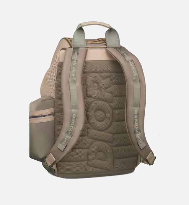 Túi Dior Cobra Backpack Beige Smooth Calfskin and Upcycled Nylon with Warped Cannage Motif Rubber