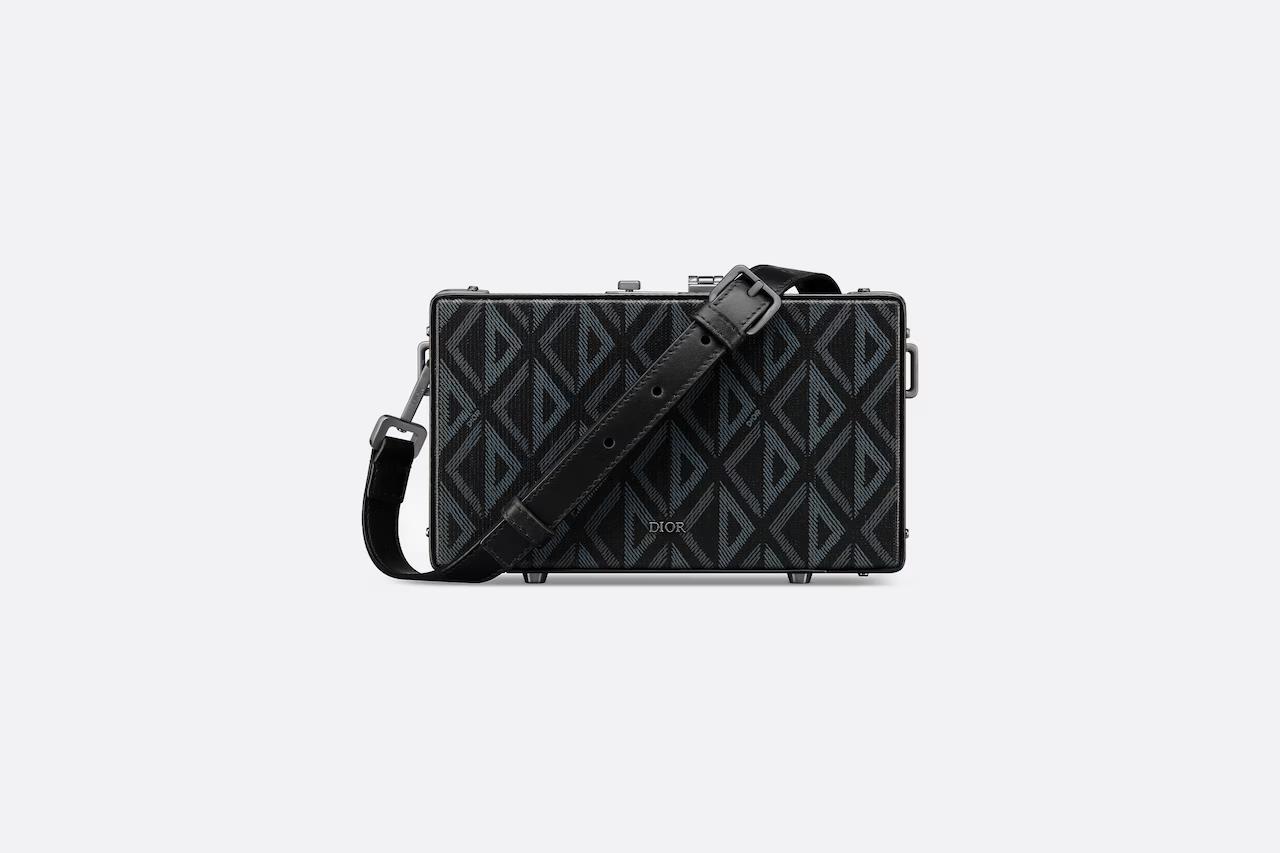 Túi Dior Lock Mini Case Bag With Strap Black CD Diamond Canvas and Smooth Calfskin