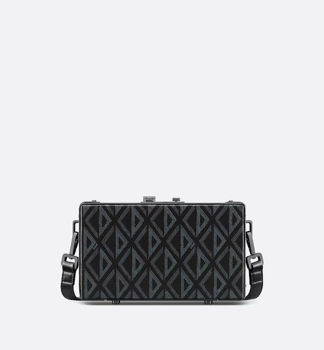 Túi Dior Lock Mini Case Bag With Strap Black CD Diamond Canvas and Smooth Calfskin