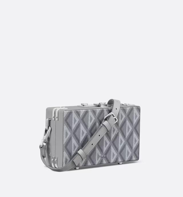 Túi Dior Lock Mini Case Bag With Strap Dior Gray CD Diamond Canvas and Smooth Calfskin