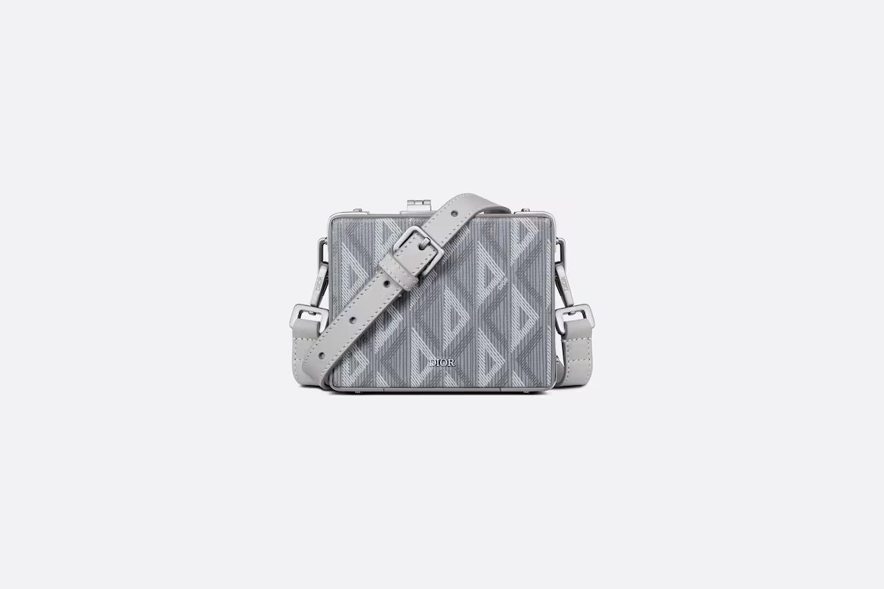 Túi Dior Lock Micro Case Dior Gray CD Diamond Canvas and Smooth Calfskin