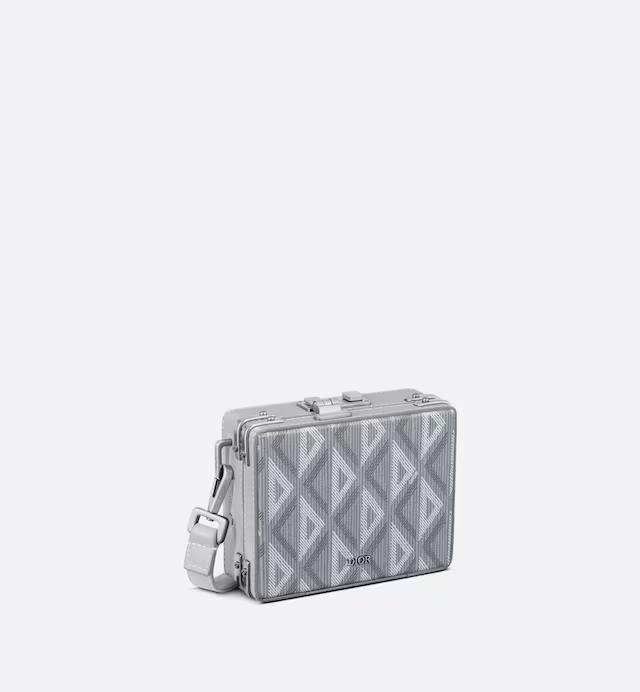 Túi Dior Lock Micro Case Dior Gray CD Diamond Canvas and Smooth Calfskin