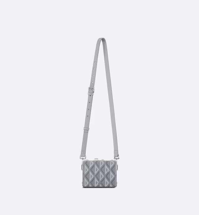 Túi Dior Lock Micro Case Dior Gray CD Diamond Canvas and Smooth Calfskin