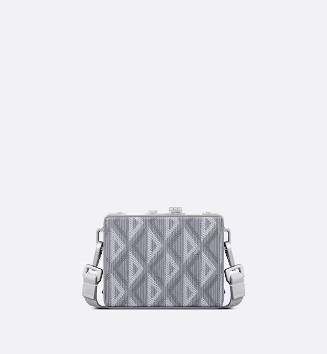 Túi Dior Lock Micro Case Dior Gray CD Diamond Canvas and Smooth Calfskin