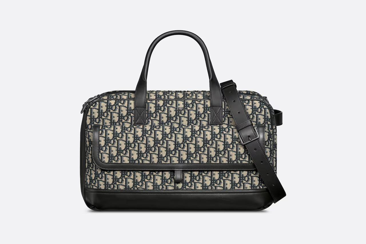 Túi Dior Hit The Road Pet Carrier Bag Beige and Black Dior Oblique Jacquard and Black Smooth Calfskin