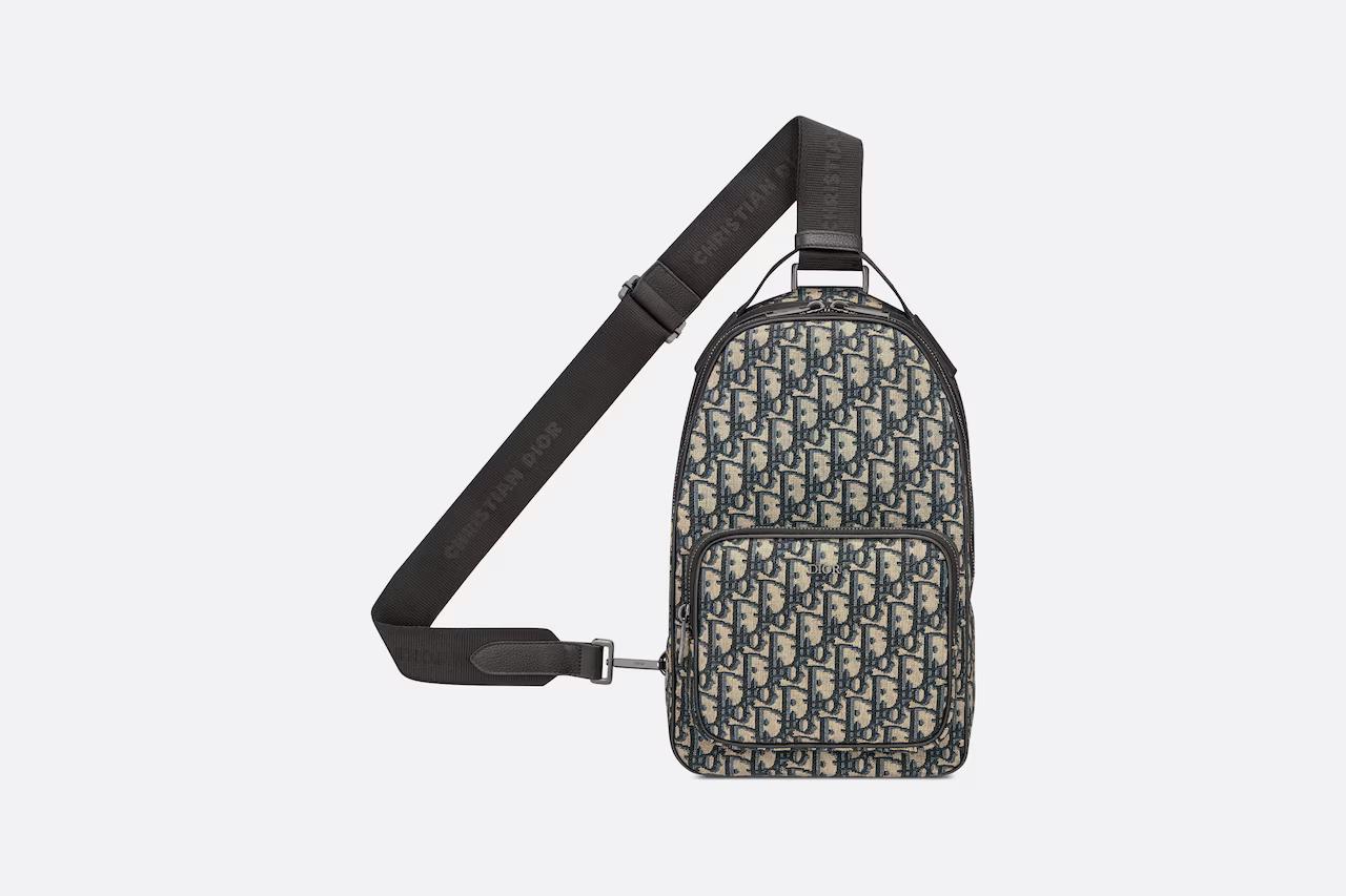 Túi Dior Mini Rider Sling Bag Beige and Black Dior Oblique Jacquard