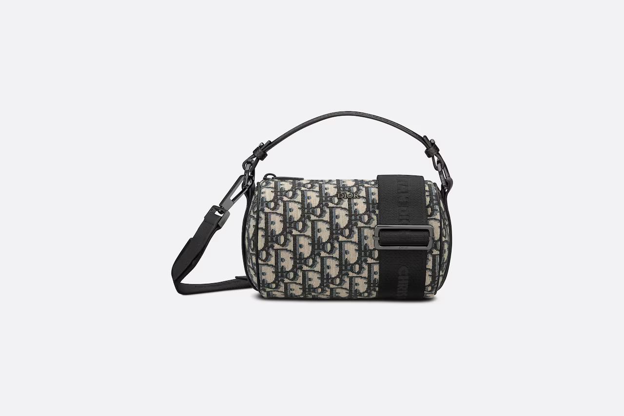 Túi Dior Mini Roller Messenger Bag Beige and Black Dior Oblique Jacquard and Black Grained Calfskin