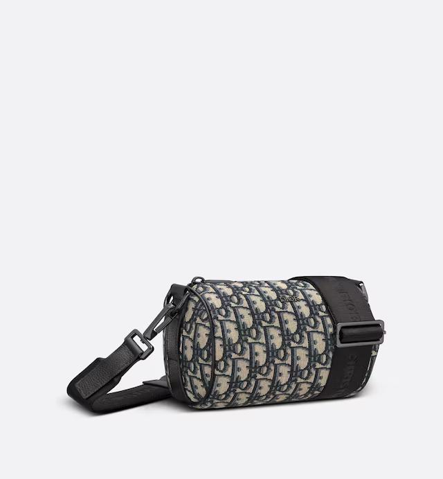 Túi Dior Mini Roller Messenger Bag Beige and Black Dior Oblique Jacquard and Black Grained Calfskin