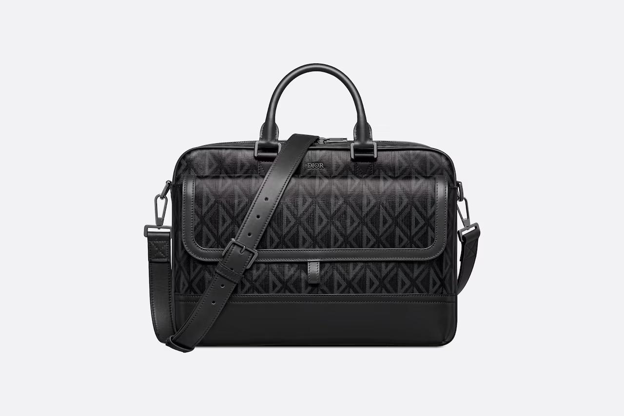 Túi Dior Hit The Road Briefcase Black CD Diamond Canvas and Smooth Calfskin