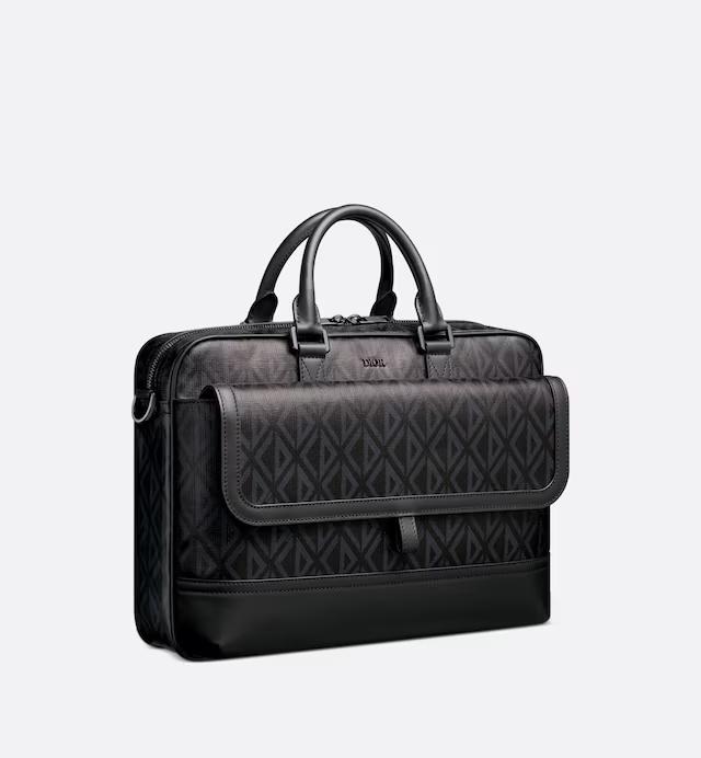 Túi Dior Hit The Road Briefcase Black CD Diamond Canvas and Smooth Calfskin