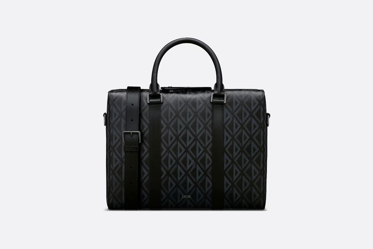 Túi Dior Lingot Briefcase Black CD Diamond Canvas and Smooth Calfskin