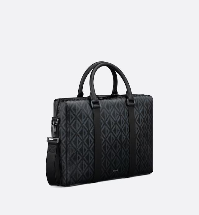 Túi Dior Lingot Briefcase Black CD Diamond Canvas and Smooth Calfskin