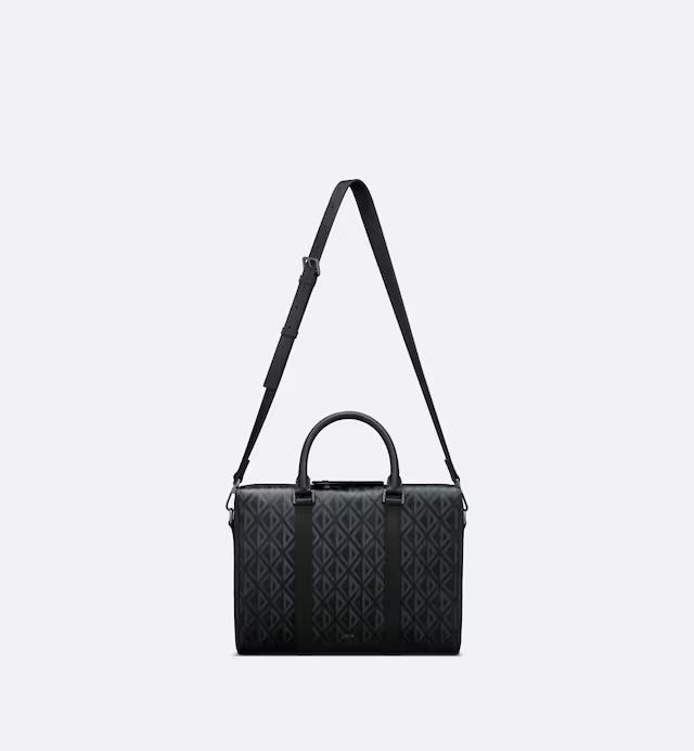 Túi Dior Lingot Briefcase Black CD Diamond Canvas and Smooth Calfskin