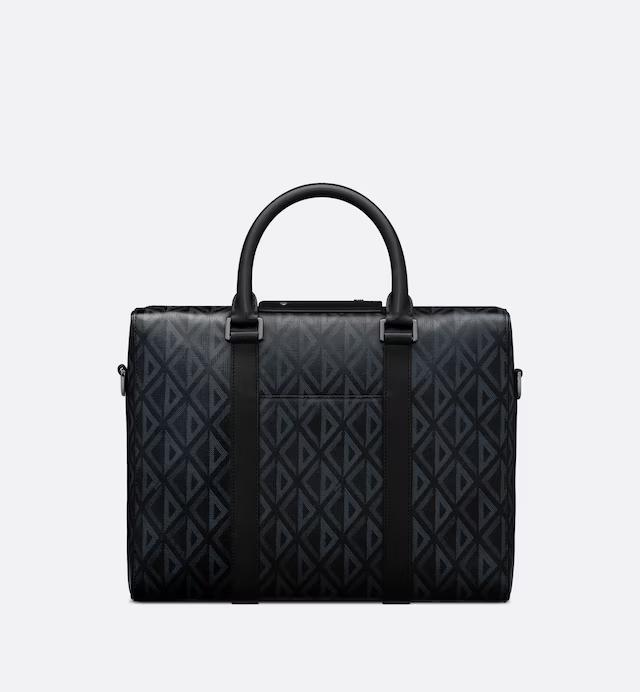 Túi Dior Lingot Briefcase Black CD Diamond Canvas and Smooth Calfskin