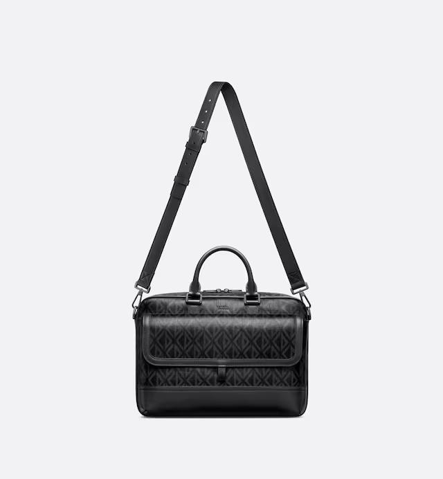 Túi Dior Hit The Road Briefcase Black CD Diamond Canvas and Smooth Calfskin