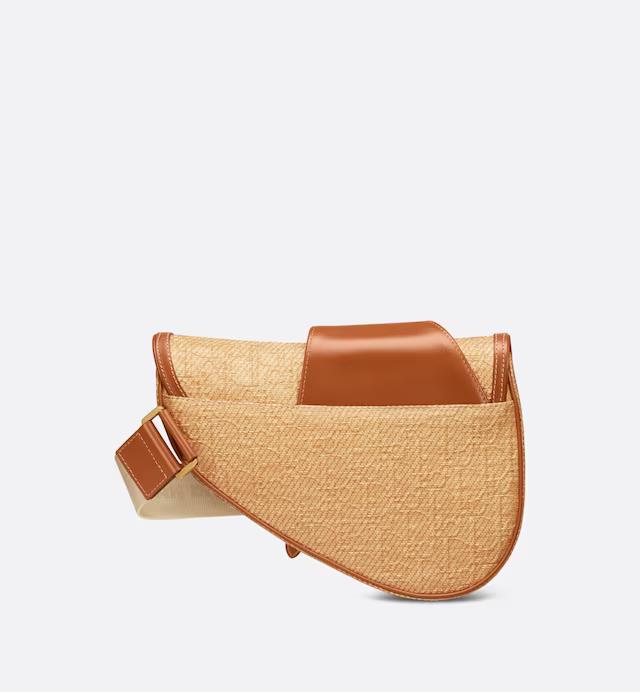 Túi Dior Tears Saddle Bag Dior Oblique Canvas with Raffia Effect and Embroidered Dior Tears Signature Patch