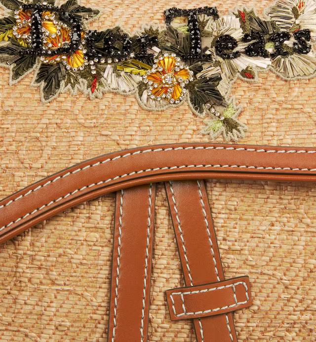 Túi Dior Tears Saddle Bag Dior Oblique Canvas with Raffia Effect and Embroidered Dior Tears Signature Patch