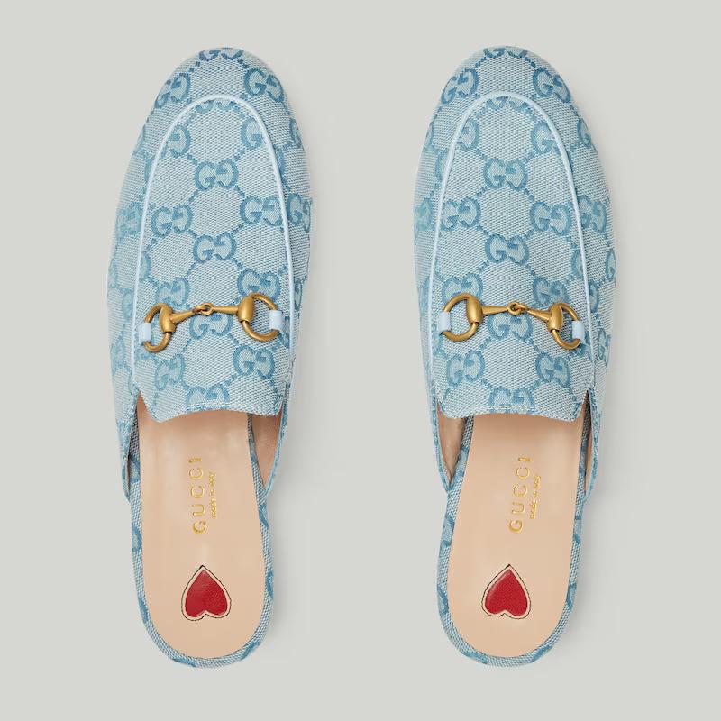 Giày Gucci Princetown Gg Slipper Nữ Xanh