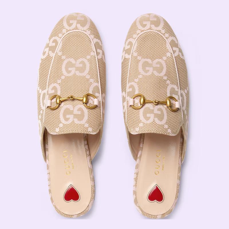 Giày Gucci Jumbo Gg Princetown Slipper Nữ Be