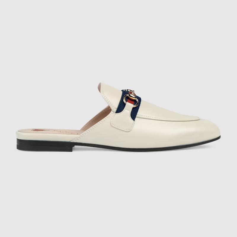 Giày Gucci Princetown Leather Slipper Nữ Trắng Be