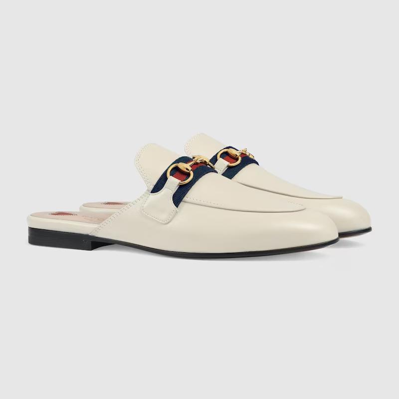 Giày Gucci Princetown Leather Slipper Nữ Trắng Be