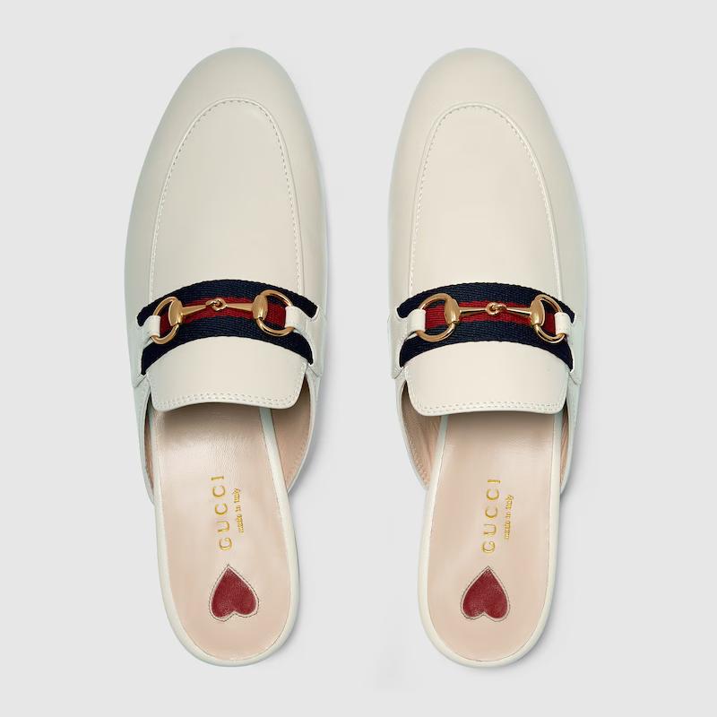 Giày Gucci Princetown Leather Slipper Nữ Trắng Be