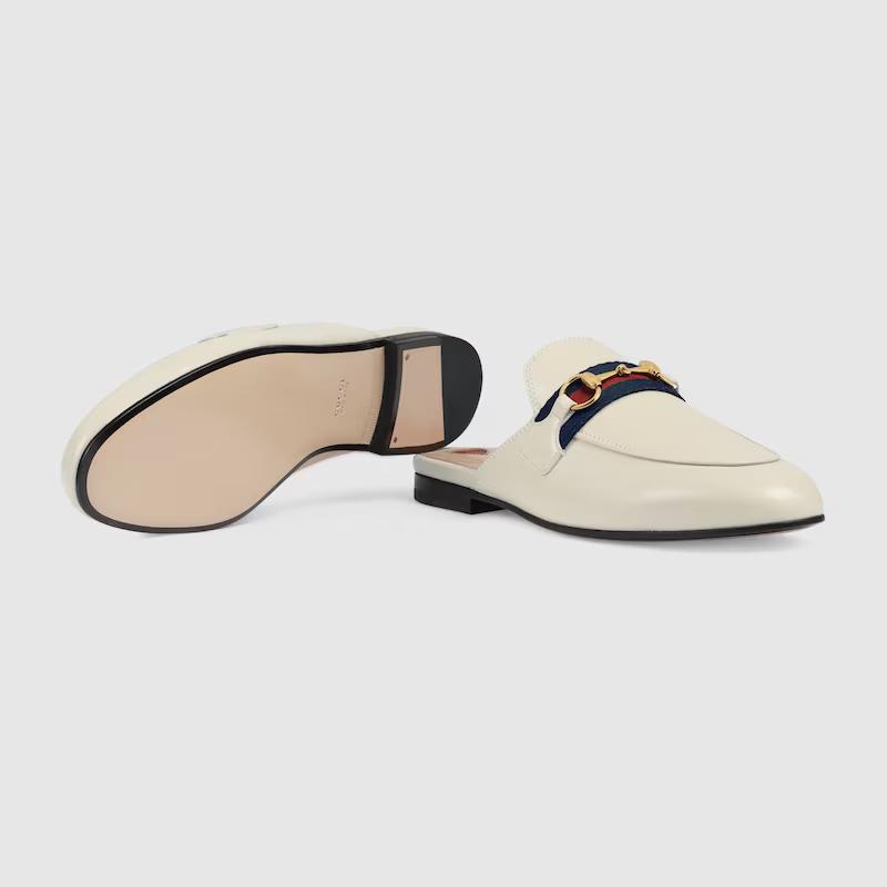 Giày Gucci Princetown Leather Slipper Nữ Trắng Be