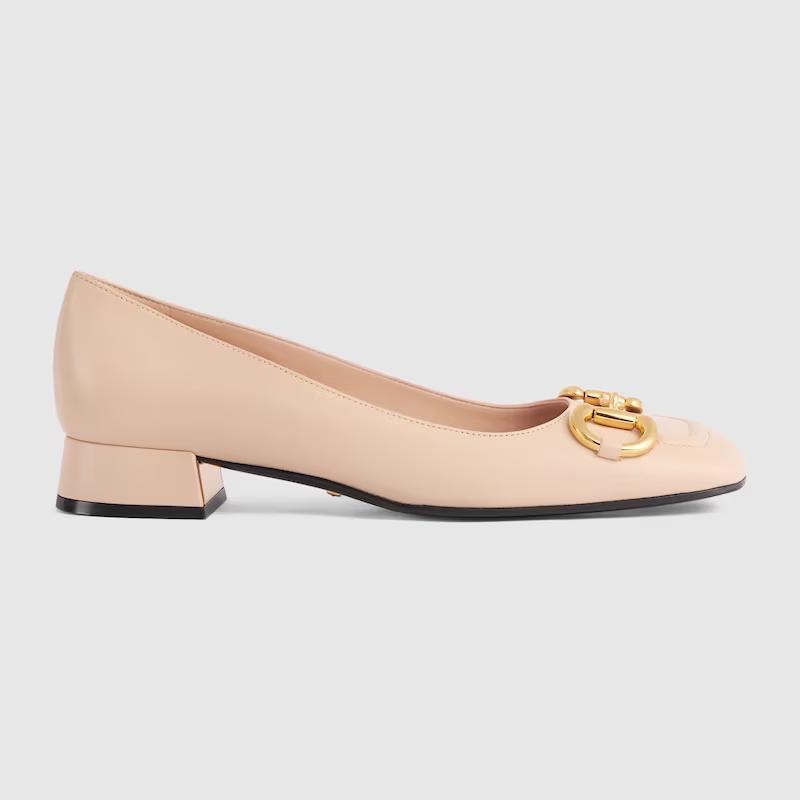 Giày Gucci Ballet Flat With Horsebit Nữ Hồng