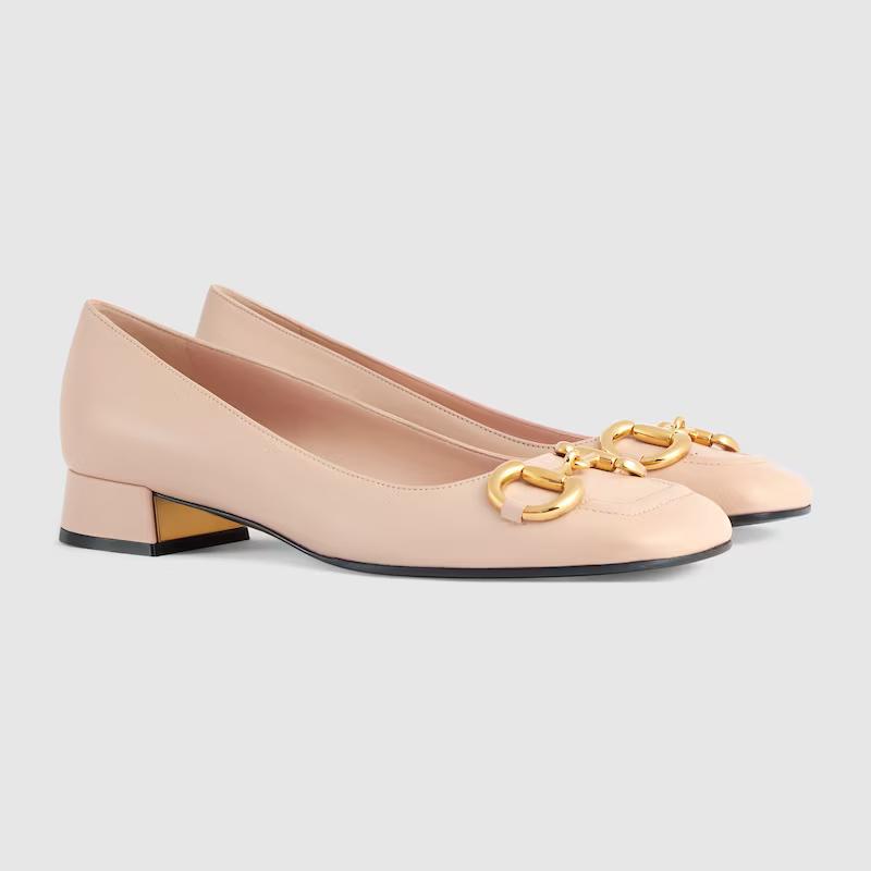 Giày Gucci Ballet Flat With Horsebit Nữ Hồng