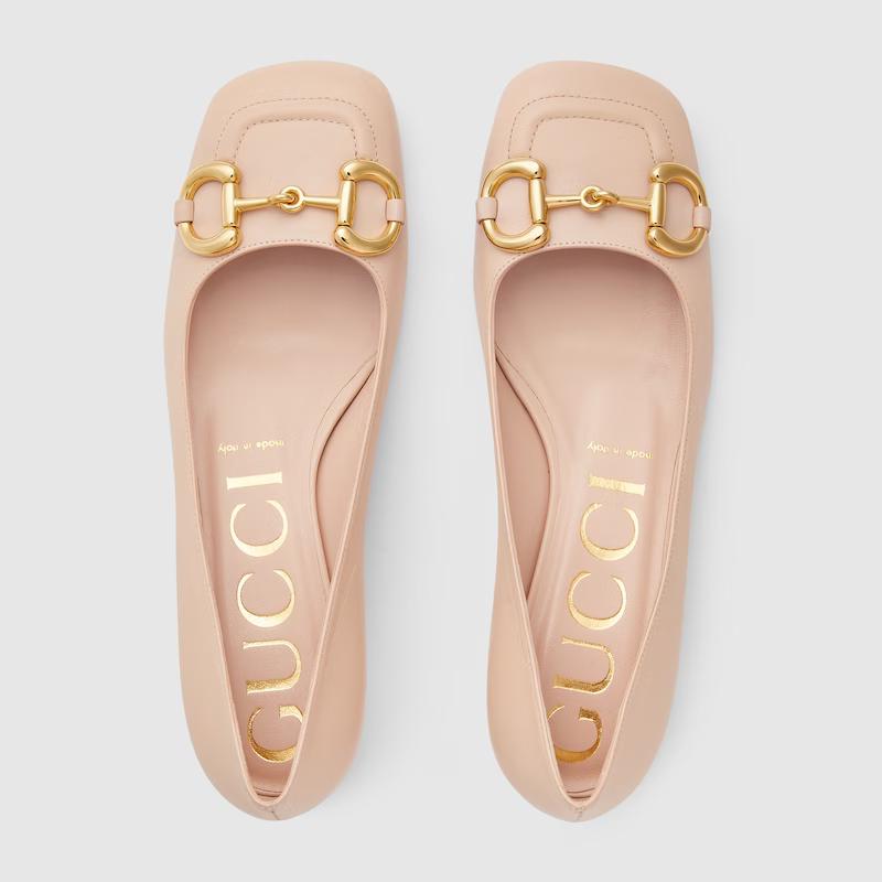 Giày Gucci Ballet Flat With Horsebit Nữ Hồng