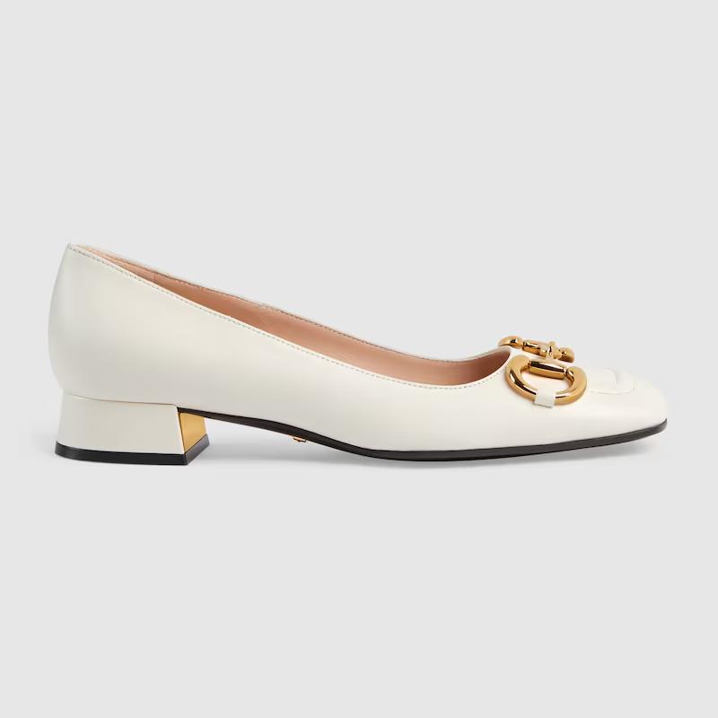 Giày Gucci Ballet Flat With Horsebit Nữ Trắng