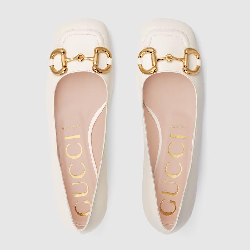 Giày Gucci Ballet Flat With Horsebit Nữ Trắng