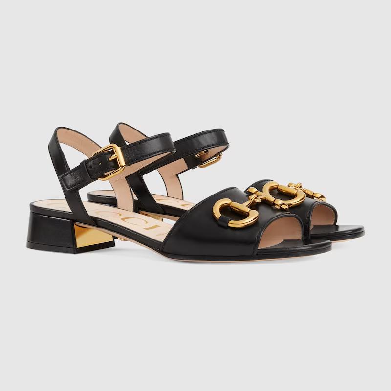 Giày Gucci Sandal With Horsebit Nữ Đen