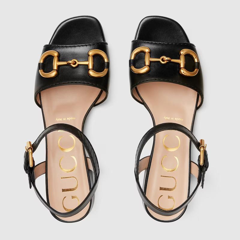 Giày Gucci Sandal With Horsebit Nữ Đen