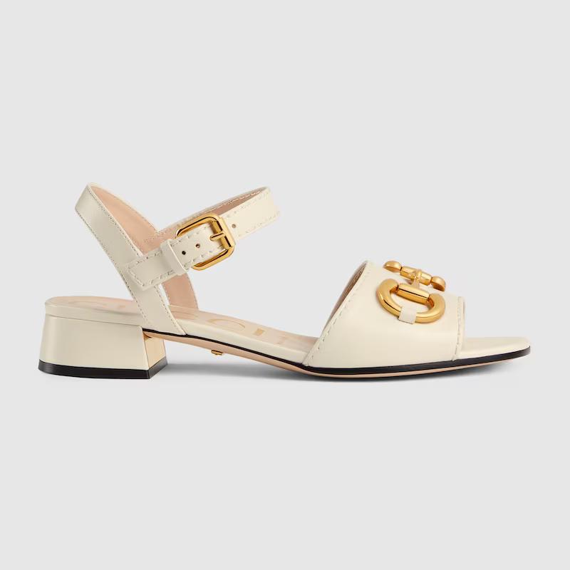 Giày Gucci Sandal With Horsebit Nữ Be Trắng