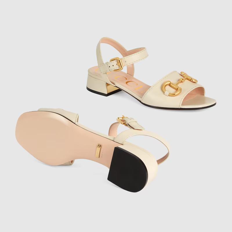 Giày Gucci Sandal With Horsebit Nữ Be Trắng