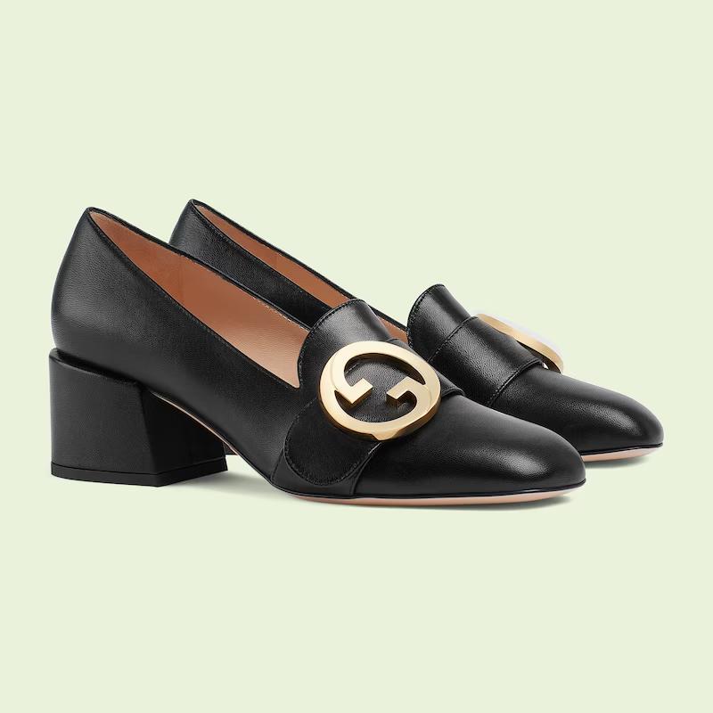 Giày Gucci Blondie Mid-Heel Pump Nữ Đen