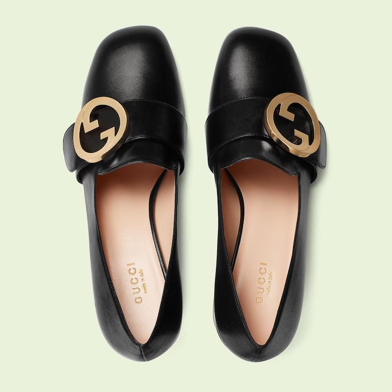 Giày Gucci Blondie Mid-Heel Pump Nữ Đen