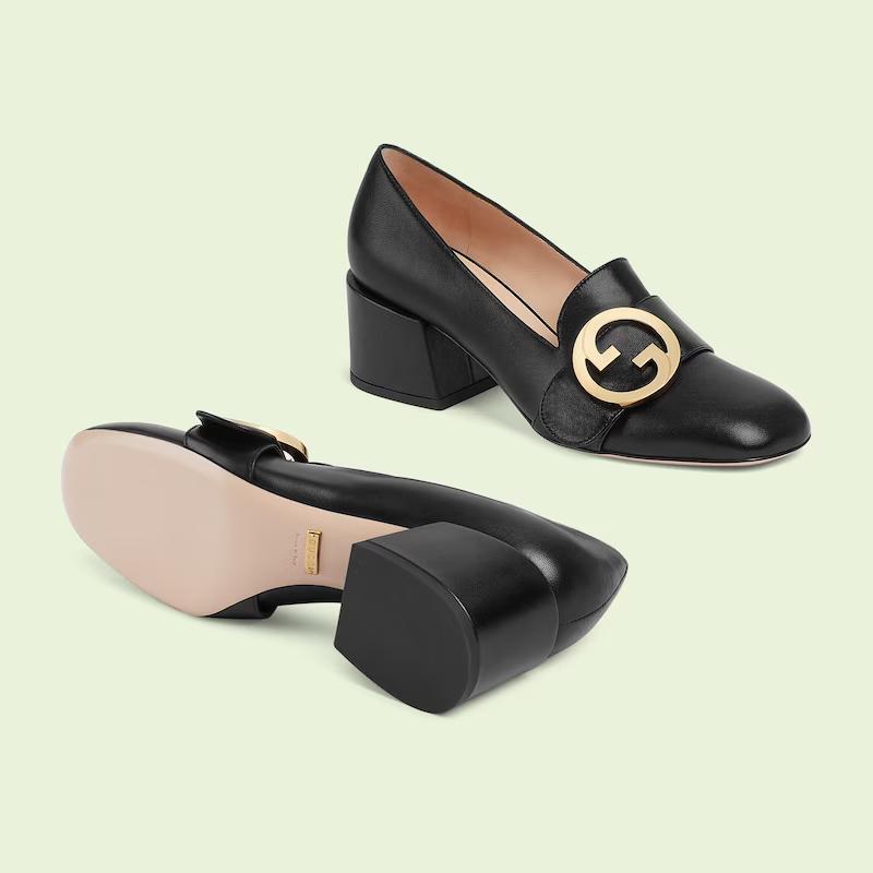 Giày Gucci Blondie Mid-Heel Pump Nữ Đen