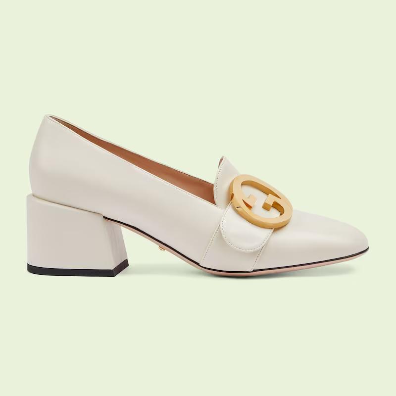 Giày Gucci Blondie Mid-Heel Pump Nữ Trắng