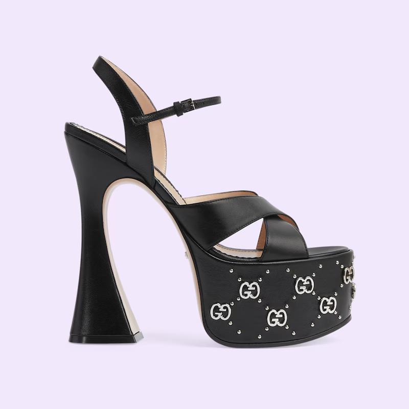 Giày Gucci Interlocking G Studs Sandal Nữ Đen