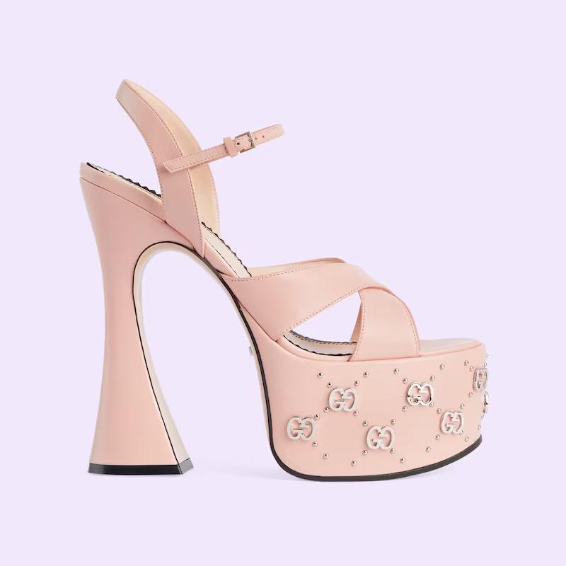 Giày Gucci Interlocking G Studs Sandal Nữ Hồng